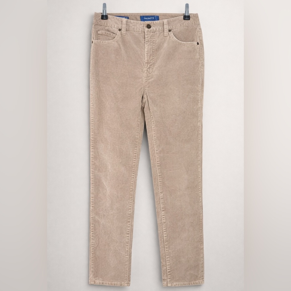 Talbots High Waist Straight Leg Corduroy Pants Tan Neutral Size 2